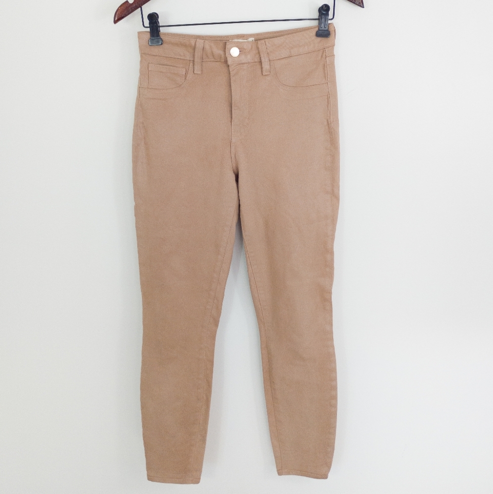 L'AGENCE Margot High Rise Skinny Coated Jeans Cappuccino Tan 27